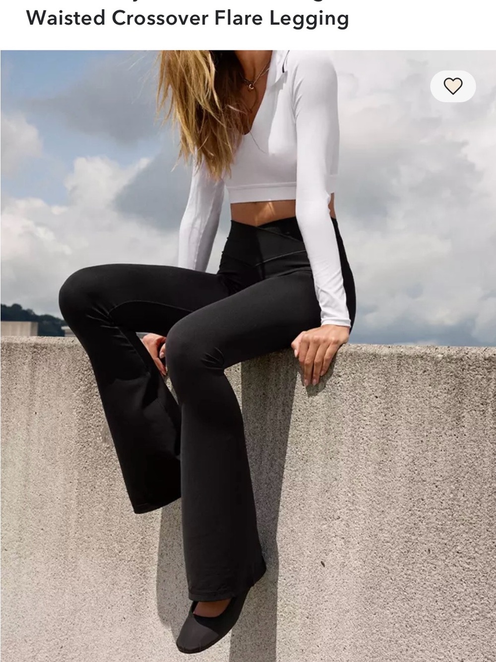 High-Rise Crossover Flare Pants — Black off line by Aerie